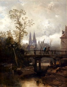 Charles Hoguet Blick auf eine Stadt 1855