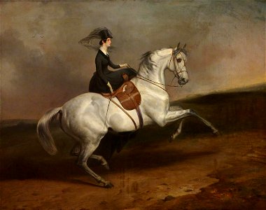 Charles Hancock (1802-1877) - Lady Portarlington on a Grey Horse - 1220804 - National Trust