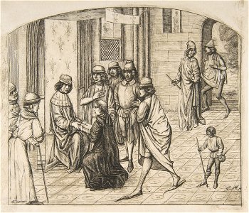 Charles Meryon, The printer Valère Maxime being presented to King Louis XI, 1860