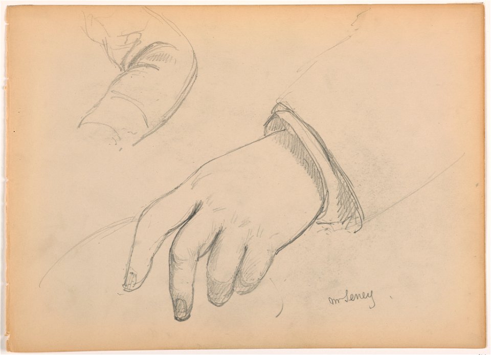Drawing, George D. Seney, Hand and Arm study; Verso- Left Foot, 1881 (CH 18566813)