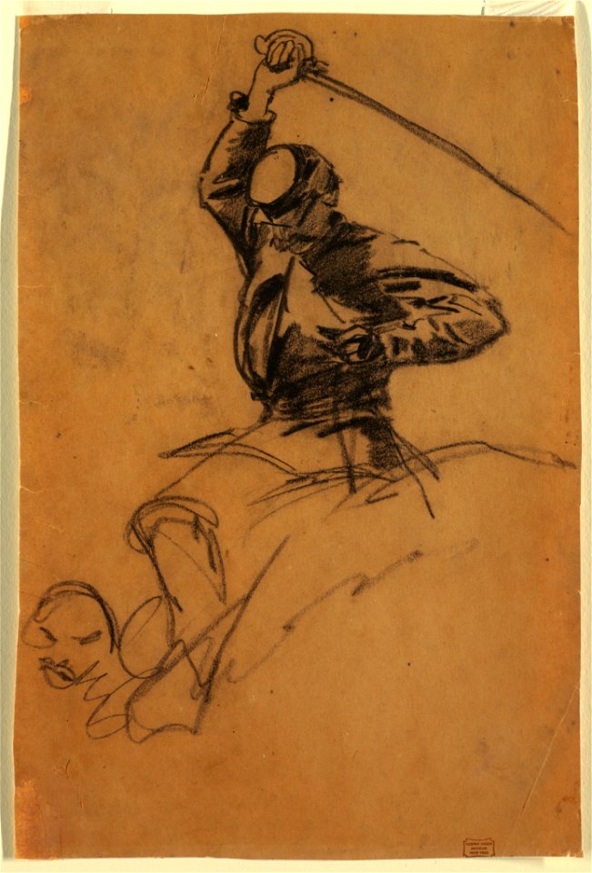 Drawing, Cavalry Soldier with Sword on Horseback, 1863 (CH 18173685-2)