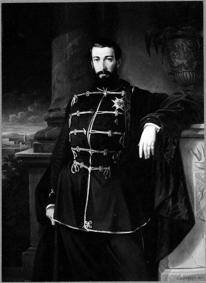 Gustav Curt Stever - Karl XV (1826-1872), king of Sweden and Norway, married to Lovisa of the Netherlands - NMGrh 2307 - Nationalmuseum