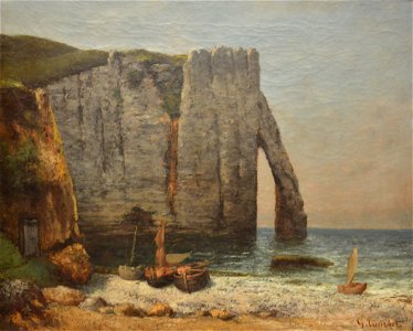Gustav Courbet - Rocks of Étretat (1869). Free illustration for personal and commercial use.