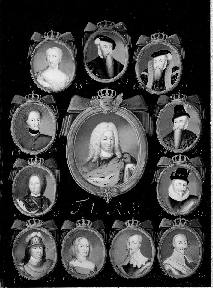 Gustav I, Fredrik I, Regentserie med 12 porträtt (Carl Fredrik Mörck) - Nationalmuseum - 38655