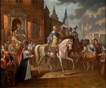 Gustav II Adolf of Sweden Bids Farewell to his Consort, Maria Eleonora i Erfurt. (Pehr Lindhberg) - Nationalmuseum - 25598