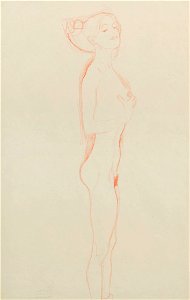 Gustav Klimt - Naked Girl Standing, with Right Hand to Breast - Google Art Project