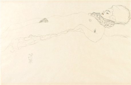 Gustav Klimt - Naked Girl with Ruff, lying - Google Art Project