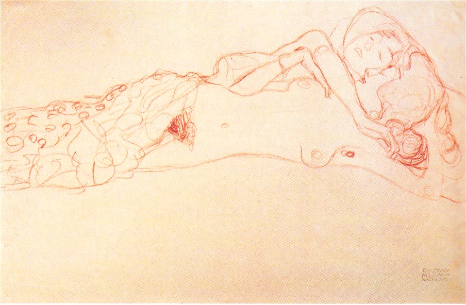 Gustav Klimt - Zwei auf dem Rücken liegende Akte - ca1906