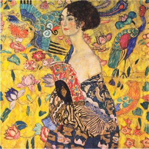 Gustav Klimt - Dame mit Fächer. Free illustration for personal and commercial use.