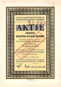 Gustav Kiepenheuer Verlag AG 1000 Mk 1922