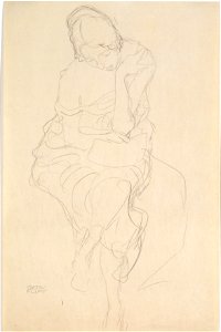 Gustav Klimt – Auf einem Hocker Sitzende von vorne
