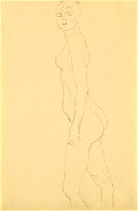 Gustav Klimt Akt nach links c1916-1917