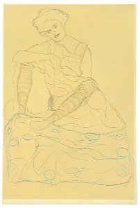 Gustav Klimt Mit gegrätschten Beinen sitzender Halbakt 1909-1910