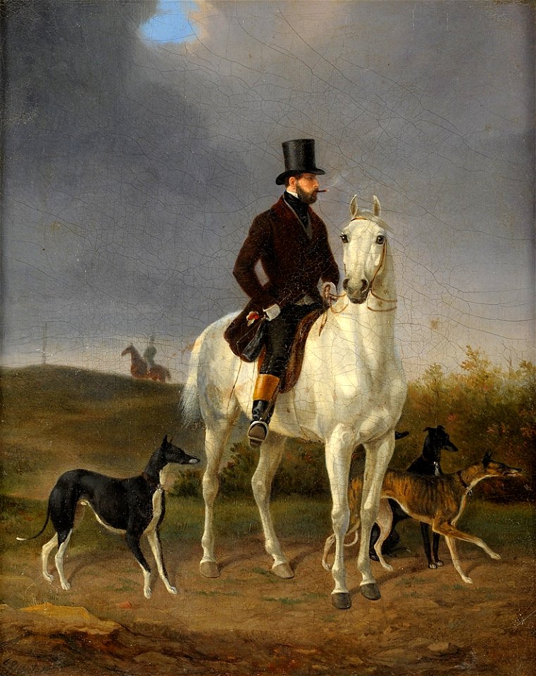 Gustav Quentell Ausritt zur Jagd mit Windhunden