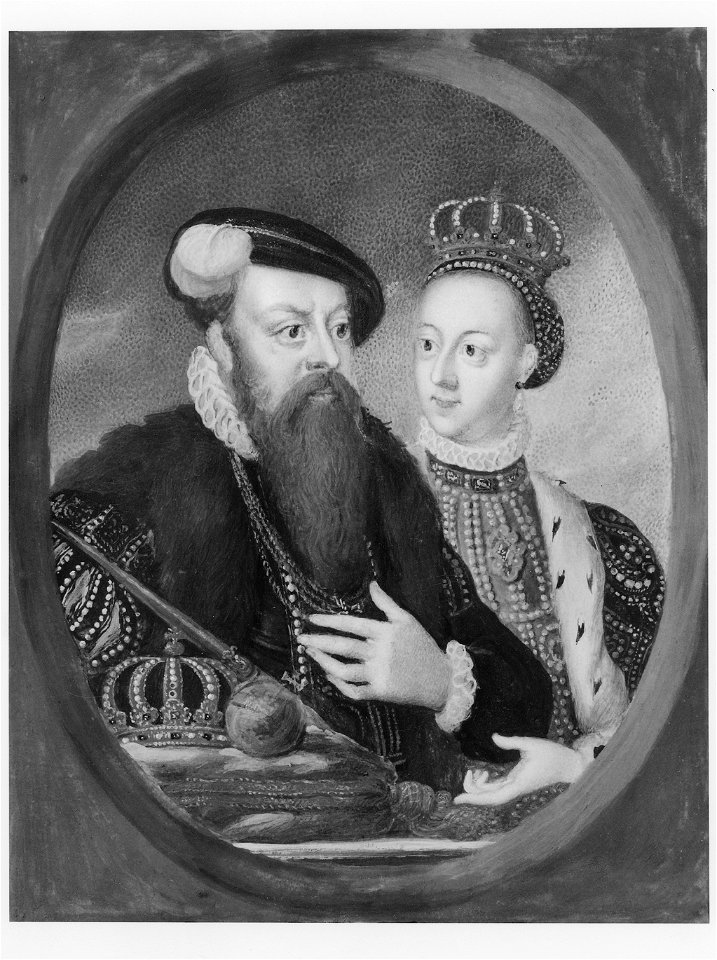 Gustav Vasa (1496-1560) Med sin andra gemål, Margareta Leijonhufvud (1516-1551) - Nationalmuseum - 40278