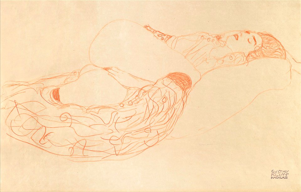 Gustav Klimt - Reclining Semi-Nude (Masturbating) - Google Art Project