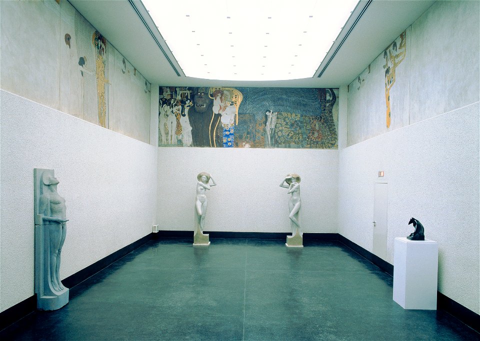 Gustav Klimt - Beethovenfries, Die Sehnsucht nach dem Glück (nach Richard Wagners Interpretation der IX. Sinfonie von Ludwig van Beethoven) - 5987 - Österreichische Galerie Belvedere