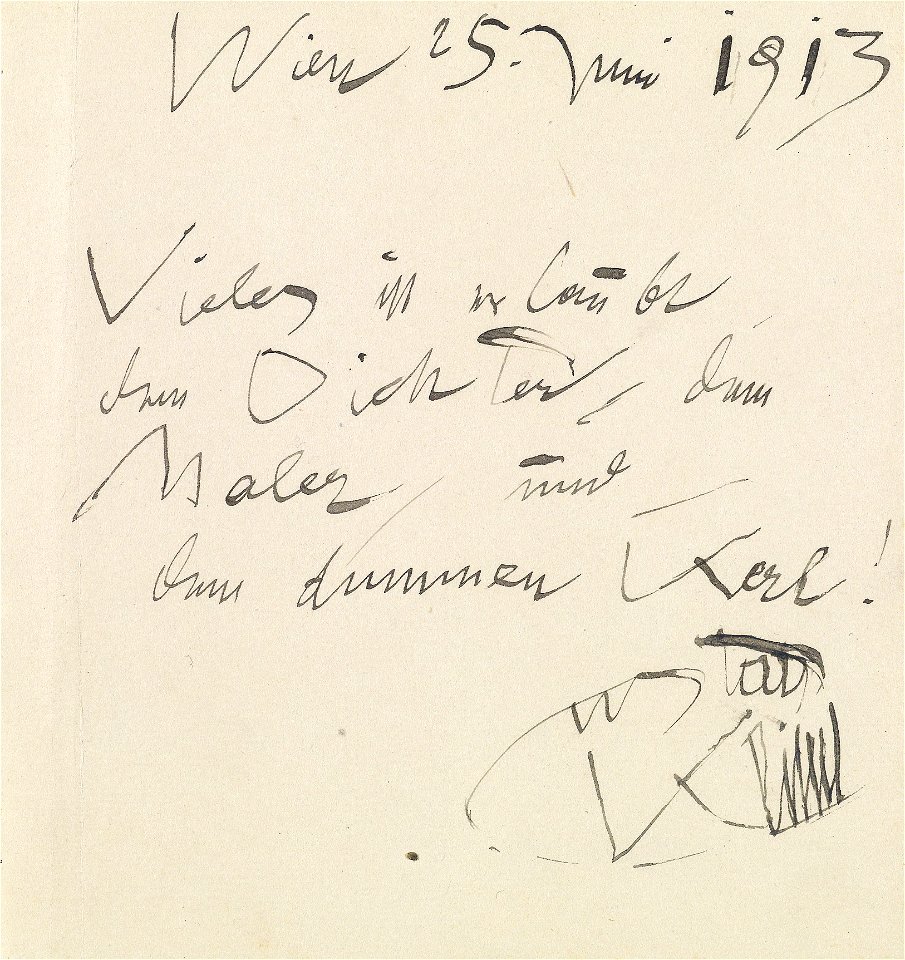 Gustav Klimt Autograph 1913-06-25