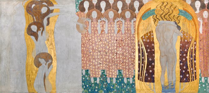 Gustav Klimt - Beethovenfries, Die Künste, Paradieschor und Umarmung (Tafel 8, rechte Langwand) - 5987-8 - Österreichische Galerie Belvedere