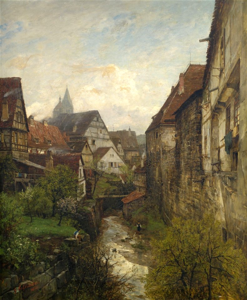 Gustav Schönleber Partie in der Esslinger Altstadt 1880