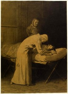 Gustave Brion - M. Gillenormand, Marius blessé et Jean Valjean