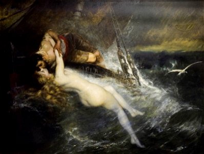 Gustav Wertheimer - The Kiss of the Siren (1882). Free illustration for personal and commercial use.