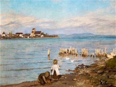 Gustav Schönleber Spielende Kinder am Bodensee