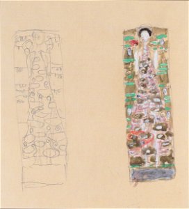 Gustav Klimt - Zwei Entwürfe zum Schmuckblatt für Otto Wagner - 1911. Free illustration for personal and commercial use.