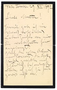 Gustav Klimt Brief 1892-12-29 p1
