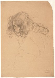 Gustav Klimt - Head of a Woman in Three-Quarter Profile (Study for the Beethoven Frieze), 1901-1902 - Google Art Project
