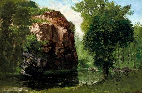Gustave Courbet - Bords de la Loue avec rochers à gauche 2020 NYR 19028 0002. Free illustration for personal and commercial use.