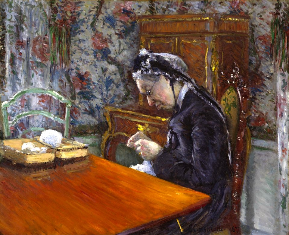 Gustave Caillebotte - Mademoiselle Boissière Knitting - Google Art Project