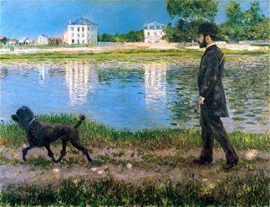 Gustave Caillebotte Richard Gallo and his Dog at Petit Gennevilliers. Free illustration for personal and commercial use.