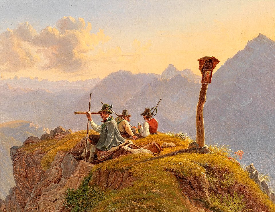 Gustav Reinhold Rast der Jäger am Gipfel 1844