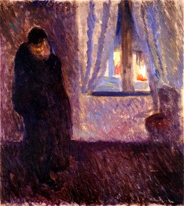 Edvard Munch - Kiss by the Window (1891). Free illustration for personal and commercial use.