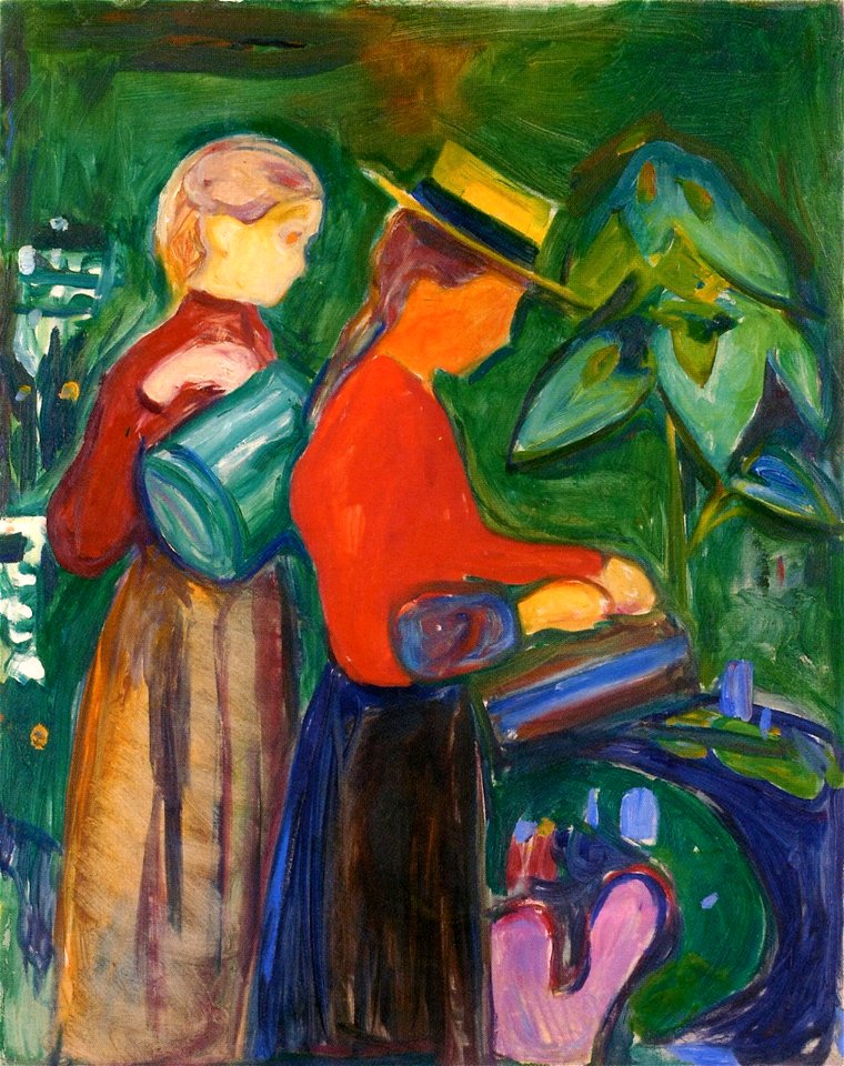 Edvard Munch - Girls Watering Flowers (The Linde Frieze)