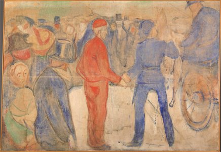Edvard Munch - People Gathering around a Man in Red - MM.M.00890 - Munch Museum