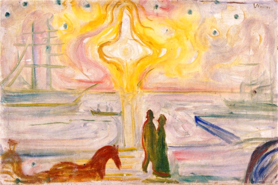 Edvard Munch - Sunrise in the Harbor