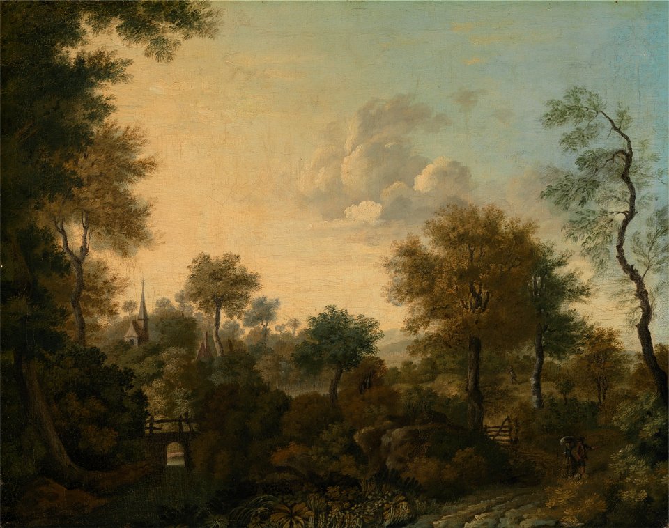 George Smith - A View Supposedly Near Arundel, Sussex, with Figures in a Lane - Google Art Project