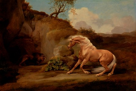 George Stubbs - Horse Frightened by a Lion - Google Art Project (2416309). Free illustration for personal and commercial use.