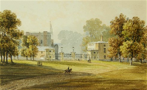 George Shepherd Entrance Lodge to Richmond Great Park 1815. Free illustration for personal and commercial use.