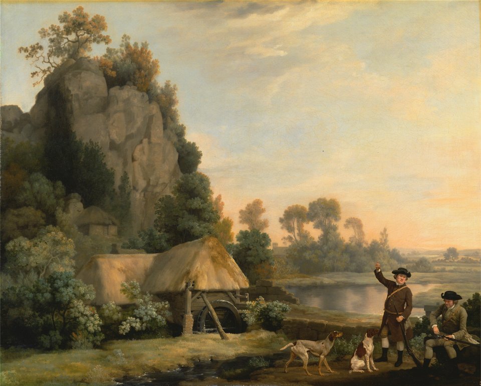 George Stubbs - Two Gentlemen Going a Shooting, with a View of Creswell Crags, Taken on the Spot - Google Art Project