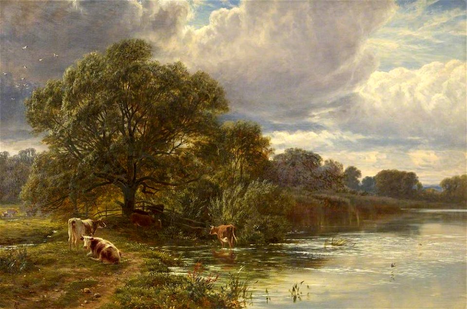 George Vicat Cole (1833-1893) - Cattle Waiting on the Arun - 22848 - National Trust