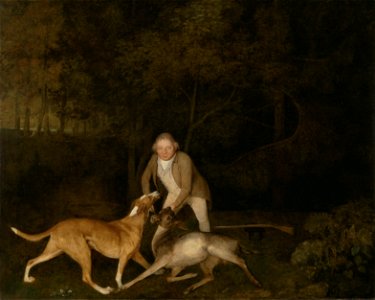 George Stubbs - Freeman, the Earl of Clarendon's gamekeeper, with a dying doe and hound - Google Art Project. Free illustration for personal and commercial use.