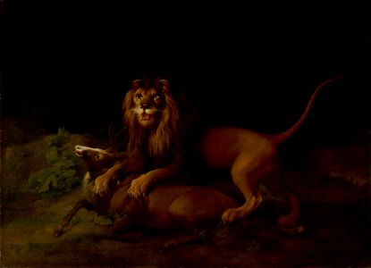 George Stubbs - A Lion Attacking a Stag - Google Art Project. Free illustration for personal and commercial use.