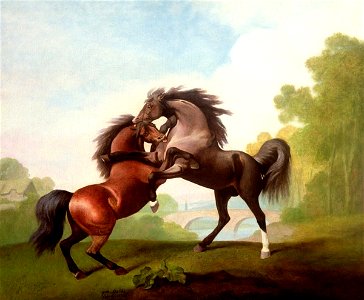 George Stubbs Fighting Stallions 1791. Free illustration for personal and commercial use.