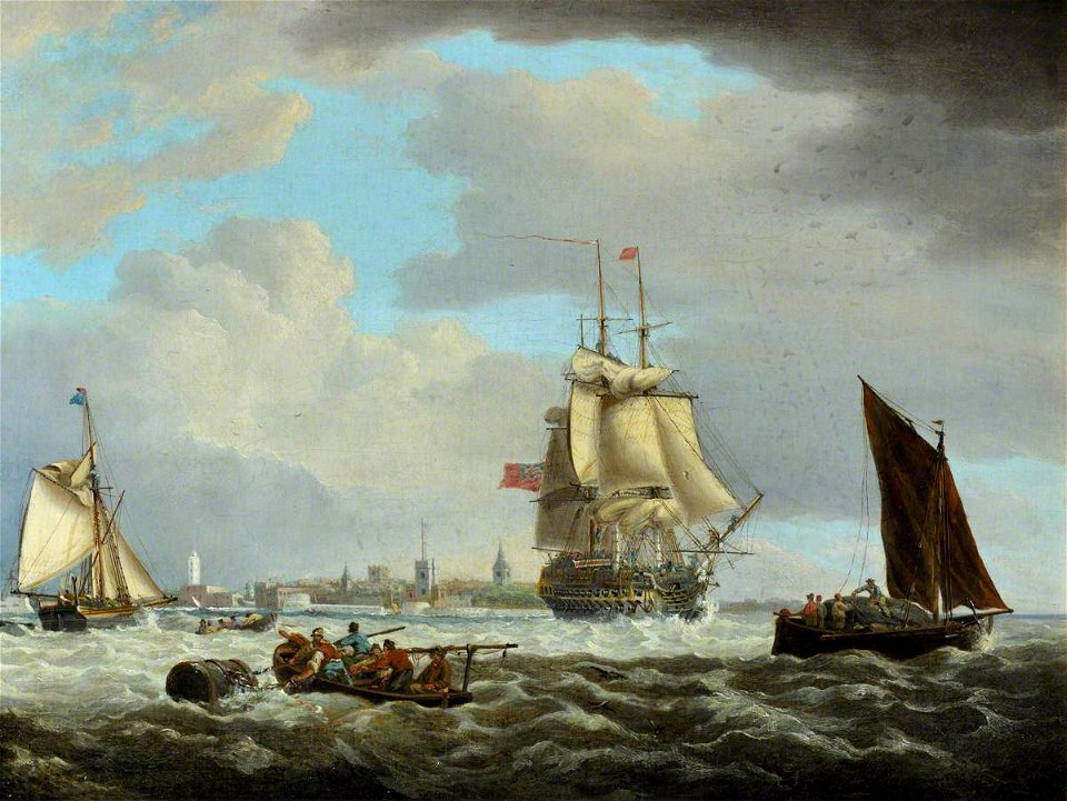 George Webster (1797-1864) - A Two-Decker Leaving Portsmouth - BHC1922 - Royal Museums Greenwich