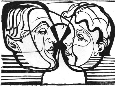 Ernst Ludwig Kirchner - Zwei sich anblickende Köpfe (Hembusse) 1930