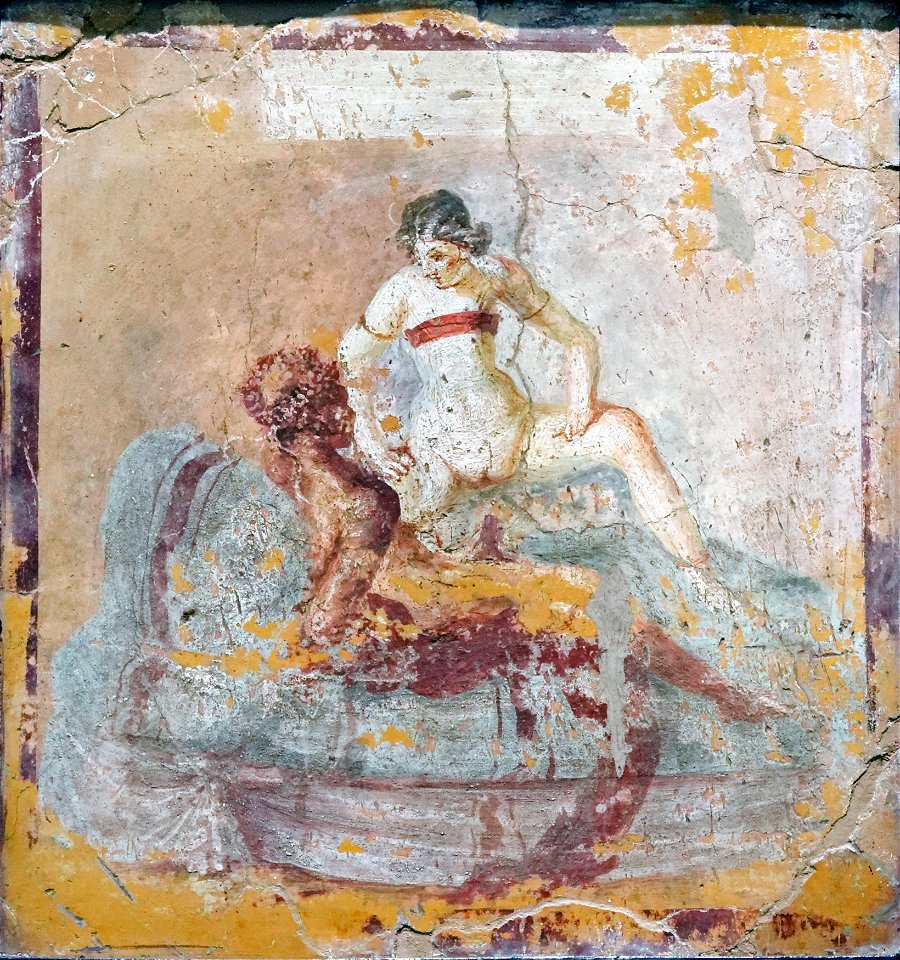 Erotic scene Pompeii MAN Napoli Inv27686