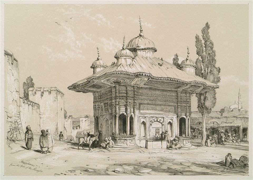 Fountain of the gate of Eski (Old) Serai - Lewis John F - 1838